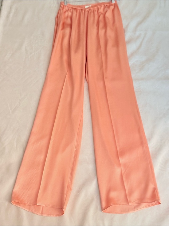 Lapointe Pants - LAPOINTE Peach Fine Textured Satin Wide Leg Pants MD High Rise $690 Luxury Flowy